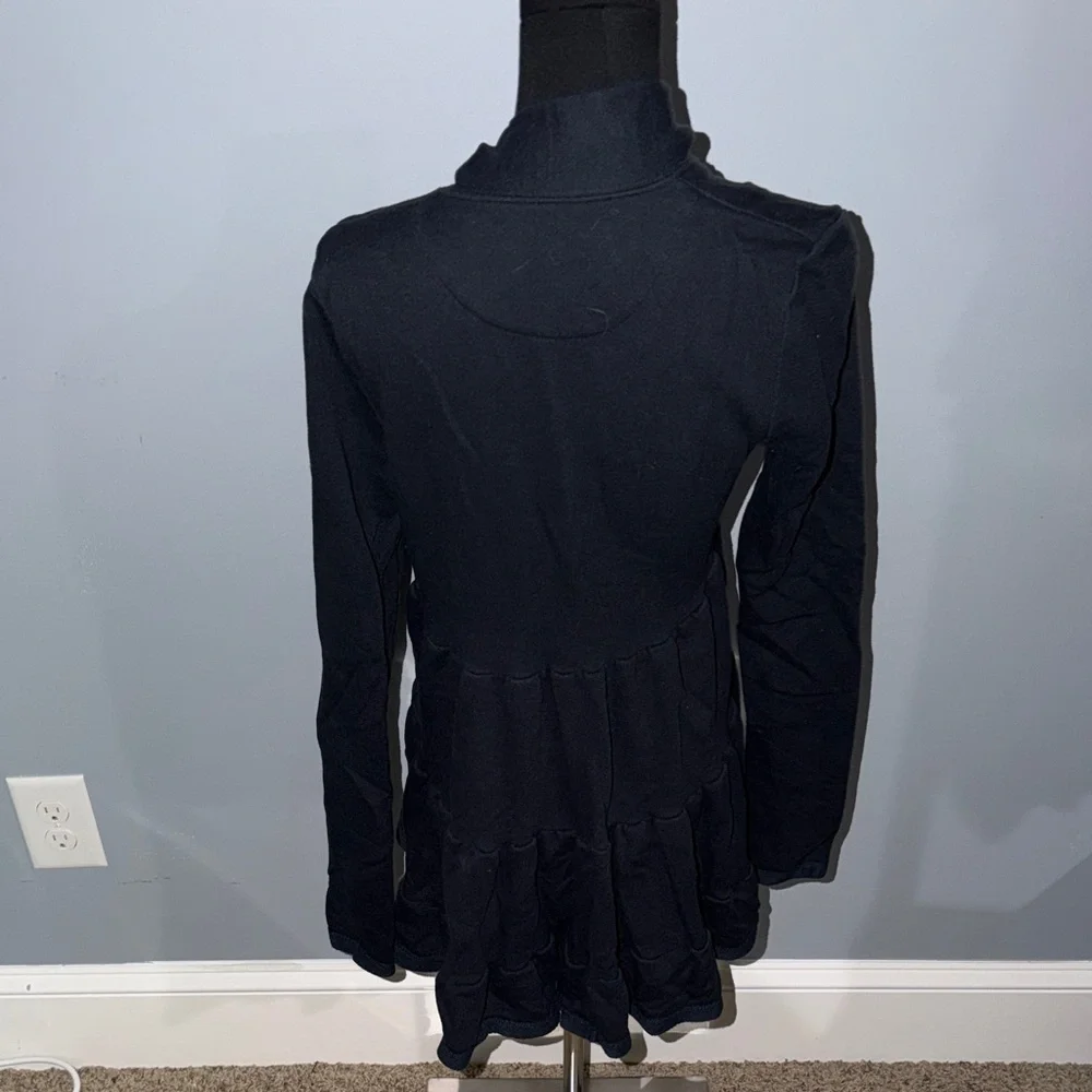 Anthropologie Black Ruffled Open Front Cardigan
